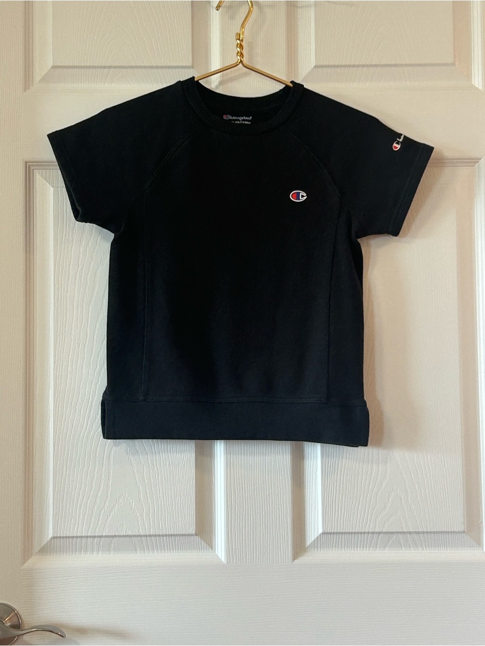 Champion Kids' Black Short-Sleeve Logo Sweatshirt
